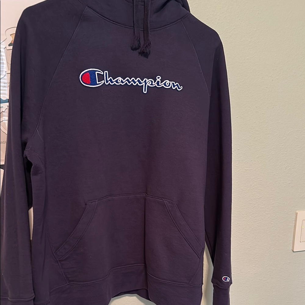 Champion Navy Hoody with Iconic Logo